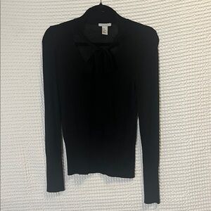 H&M Black Knit Top with Tie Detail
